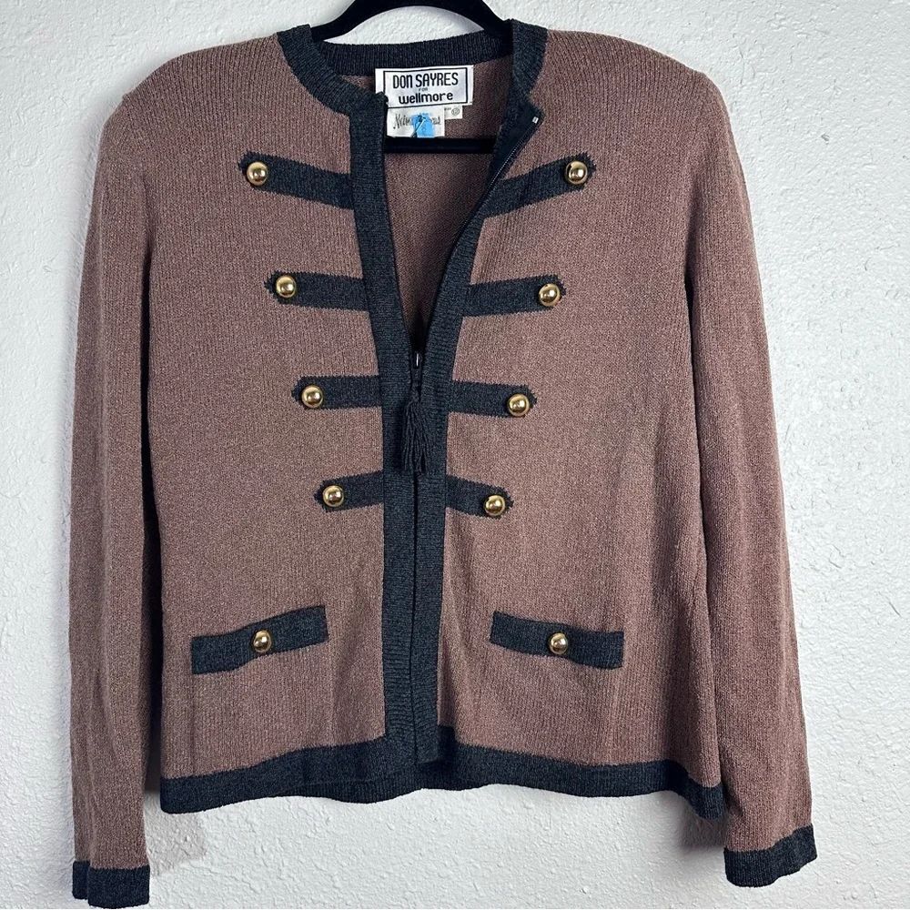 ⭐️Vintage Don Sayres For Wellmore Brown Jacket with Black Trim Size 12